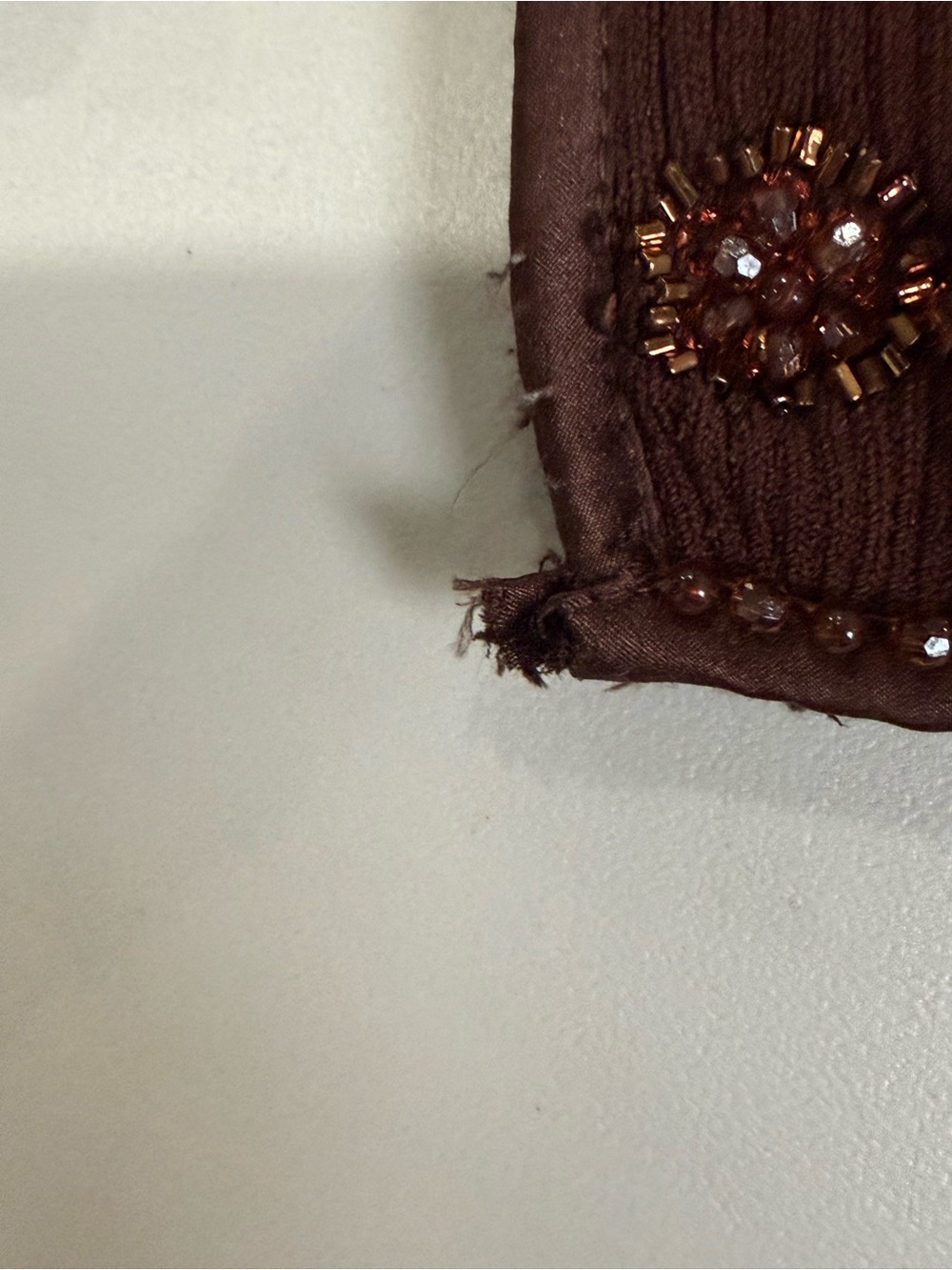 Vintage Y2K 90s Gabrielle Solis Cache Off Shoulder Beaded Brown Zip Up Sweater - Picture 4 of 7